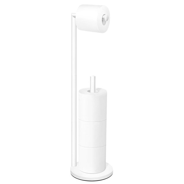 COAHAHA Elegant FreeStanding White Toilet Paper Holder SpaceSaving